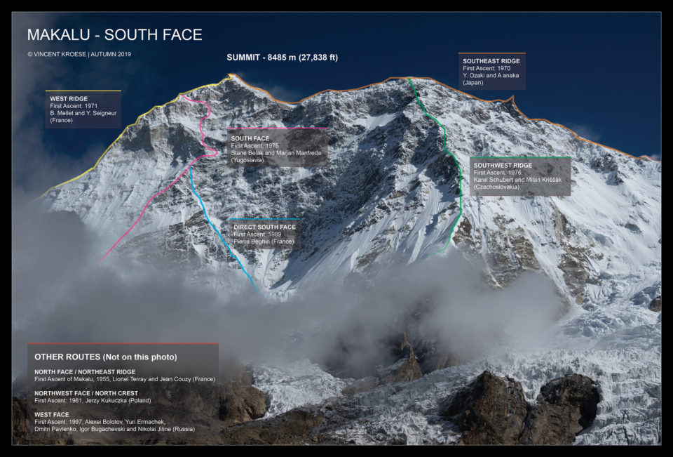 Routes on Makalu: Photo Blog by Vincent Kroese – Make It Happen